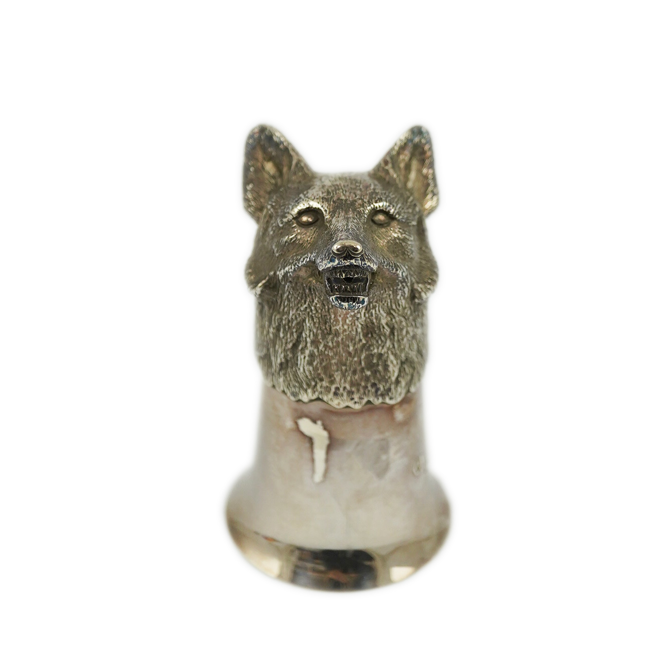 An Elizabeth II fox head stirrup cup, by Royal Irish Silver Company